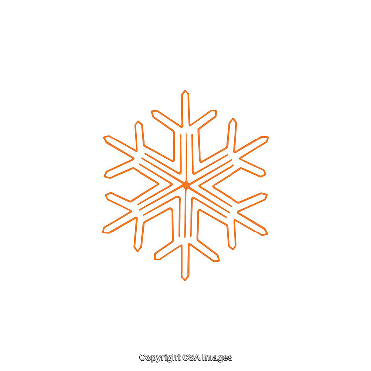 Orange Snowflake Icon on White Background Illustrating Simplicity and Design
