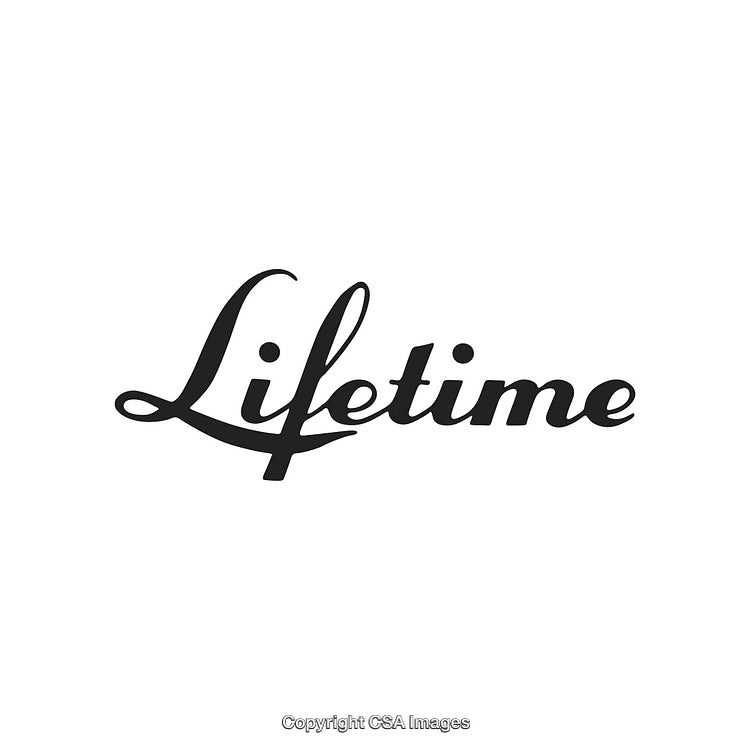 Elegant Black Calligraphy Typography With the Word Lifetime on White Background