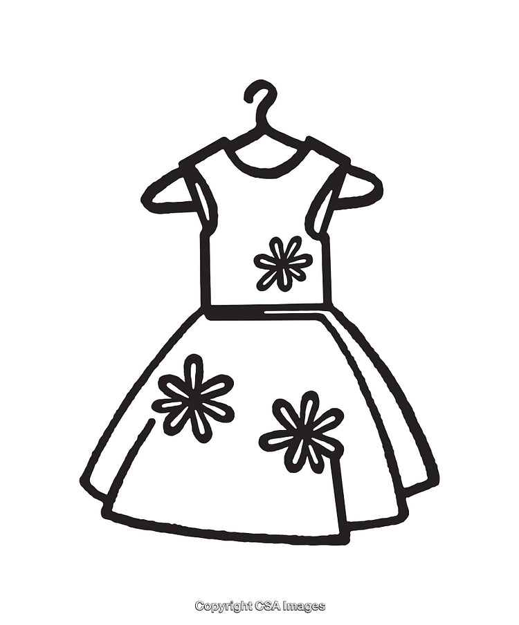 Black And White Line Art of a Decorative Dress Illustration