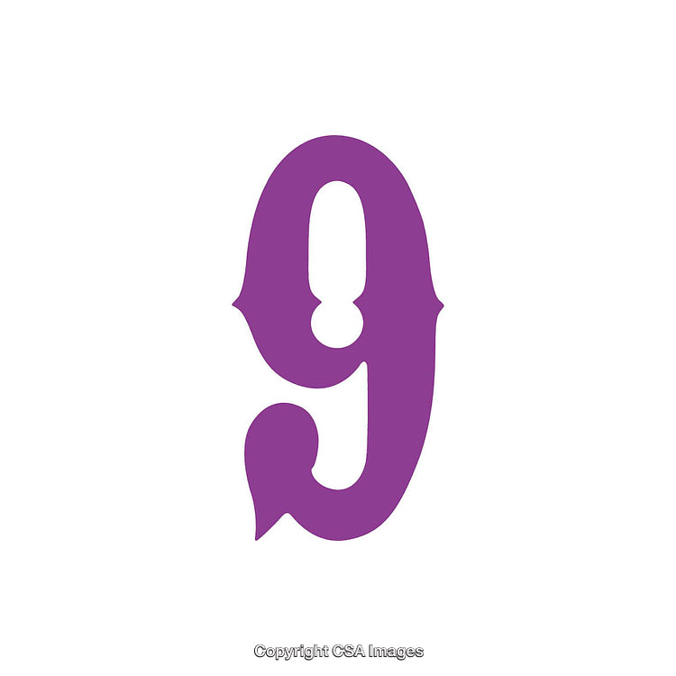 Elegant Purple Number Nine on a White Background