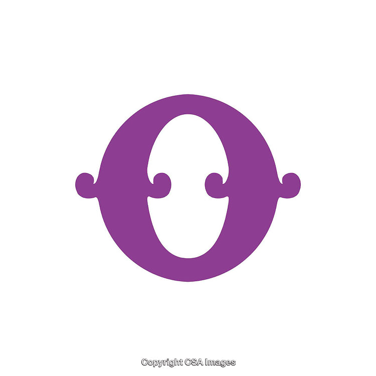 Purple Letter O with Unique Design Elements on White Background
