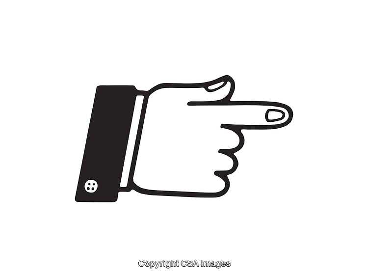 Black and White Icon of a Pointing Hand in Profile View