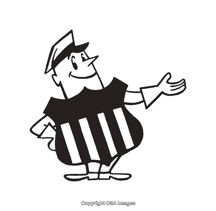 Black and White Cartoon Character Illustration with Friendly Pose