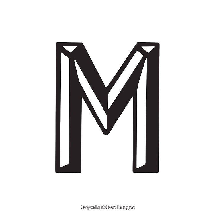 Stylized Letter M in Bold Black Outline With Modern Design