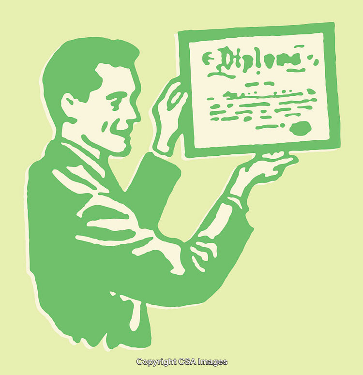 Illustration of a Person Holding a Diploma in Green Tones