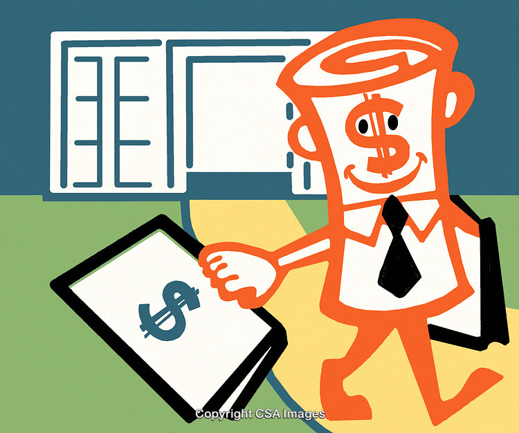 Cartoon Money Figure Representing Business Growth and Financial Success