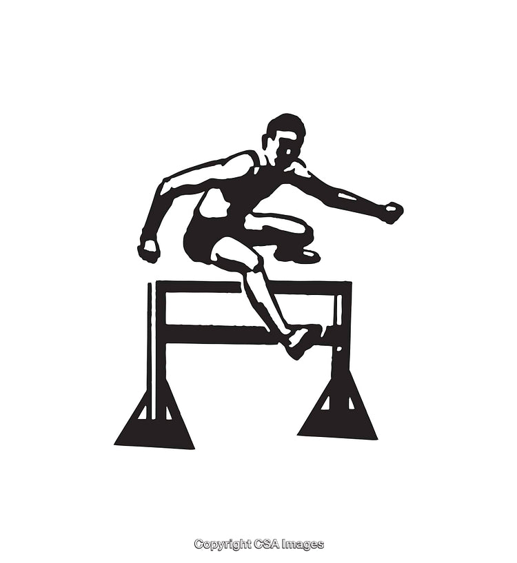 Silhouette Icon of an Athlete Jumping Over a Hurdle