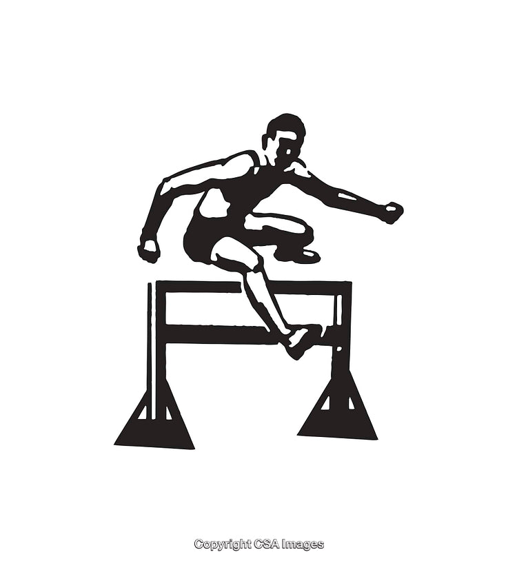 Silhouette Icon of an Athlete Jumping Over a Hurdle