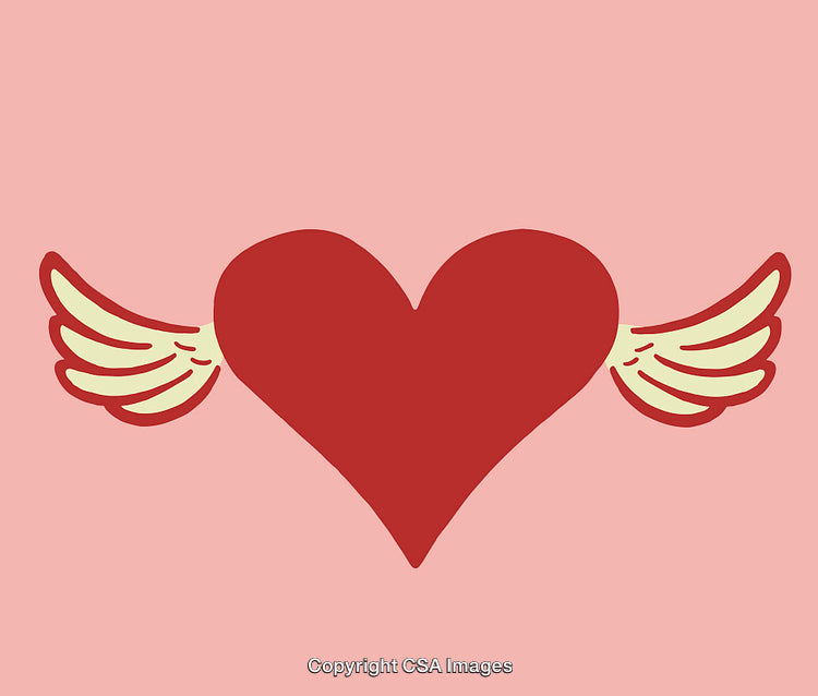 Red Heart With Wings On a Pink Background Illustration