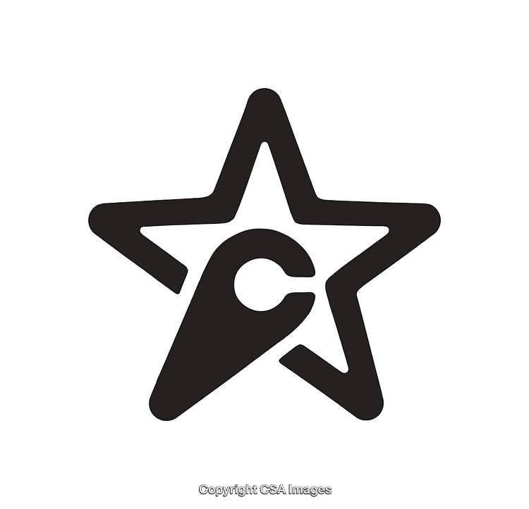 Monochromatic Five-Pointed Star Icon with Abstract Design Elements Inside