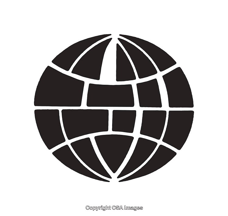 Abstract Black and White Globe Icon with Geometric Style