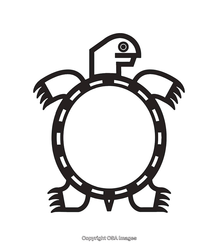 Black and White Line Art Illustration of a Turtle Design