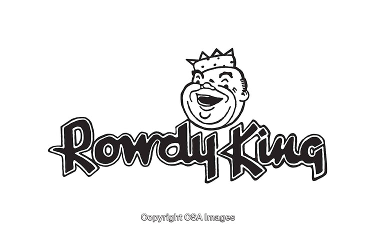 Retro Black and White Line Art Logo Design Featuring a Crowned Character