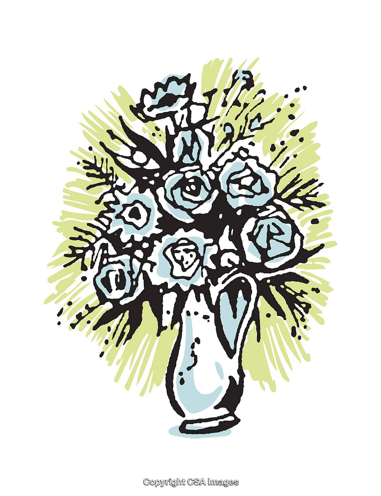 Colorful Illustration of a Floral Arrangement in a Vase