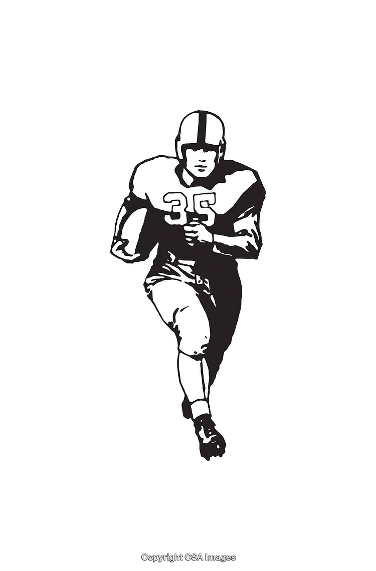 Black and White Illustration of an American Football Player Running