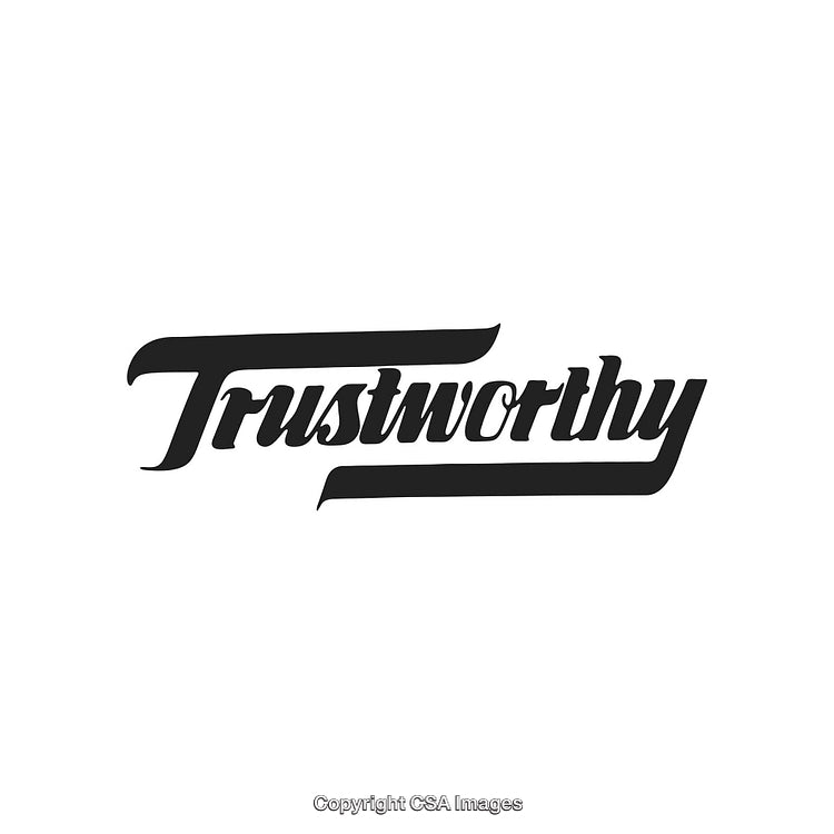 Trustworthy Text Design in Bold Script Font on White Background