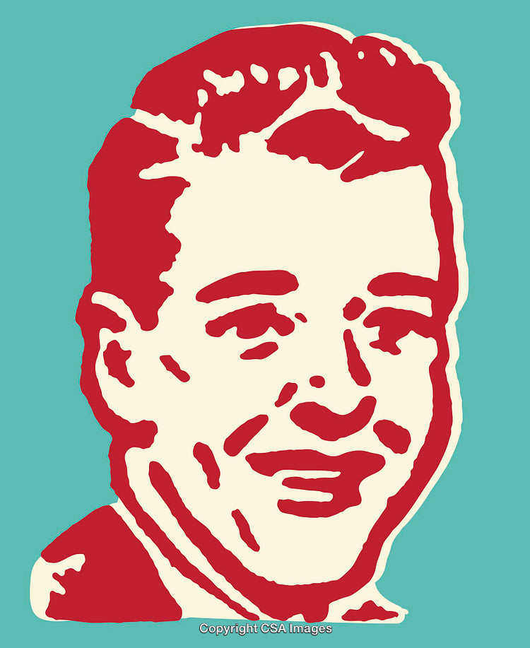 Retro Styled Colorful Line Art Portrait of a Smiling Person