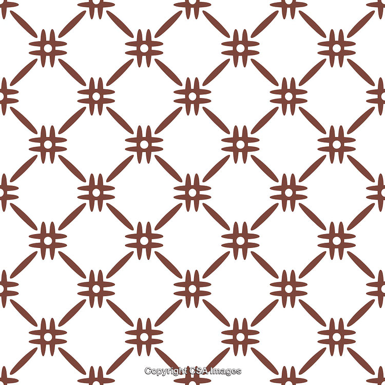 Abstract Geometric Pattern of Brown Symbols on White Background