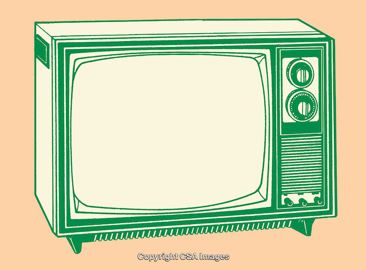 Retro Television Illustration Featuring Green and Beige Color Scheme