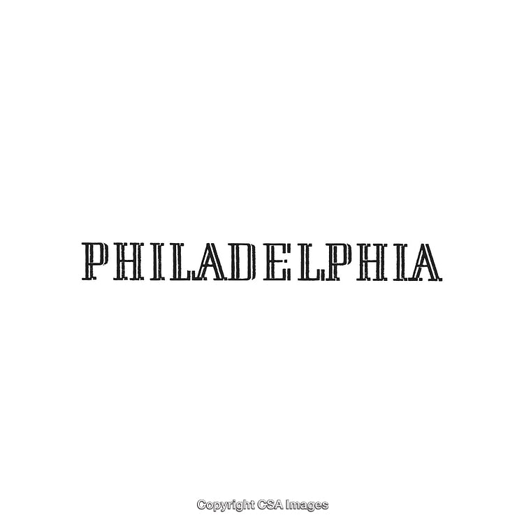 Vintage Typography Design Featuring the Word Philadelphia in Artistic Font Style