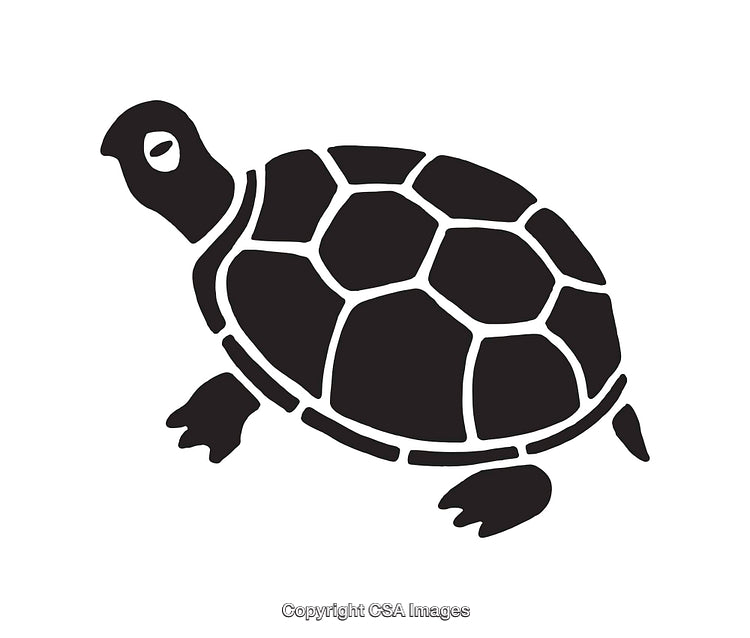 Black and White Silhouette of a Turtle in Line Art Design