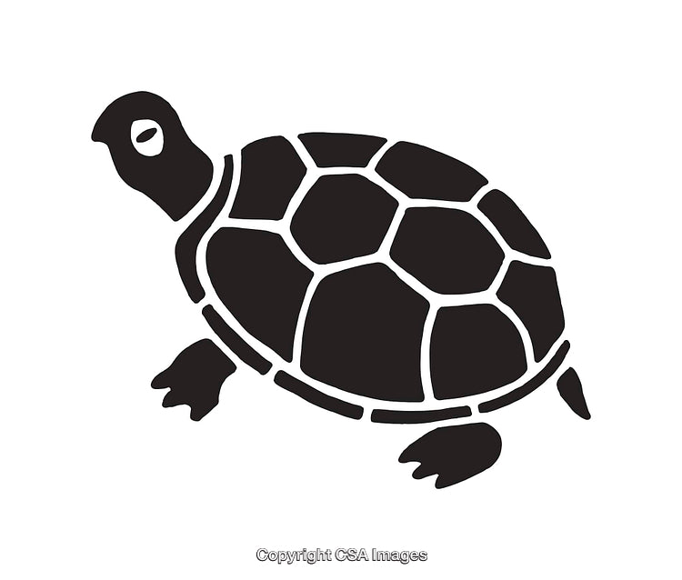 Black and White Silhouette of a Turtle in Line Art Design