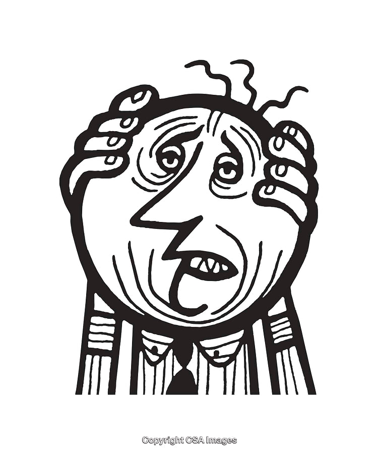 Black And White Line Art of a Worried or Frustrated Expression