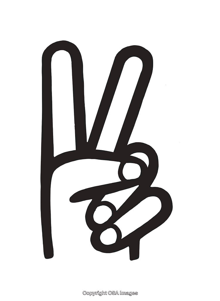 Minimalist Black and White Peace Symbol Hand Icon