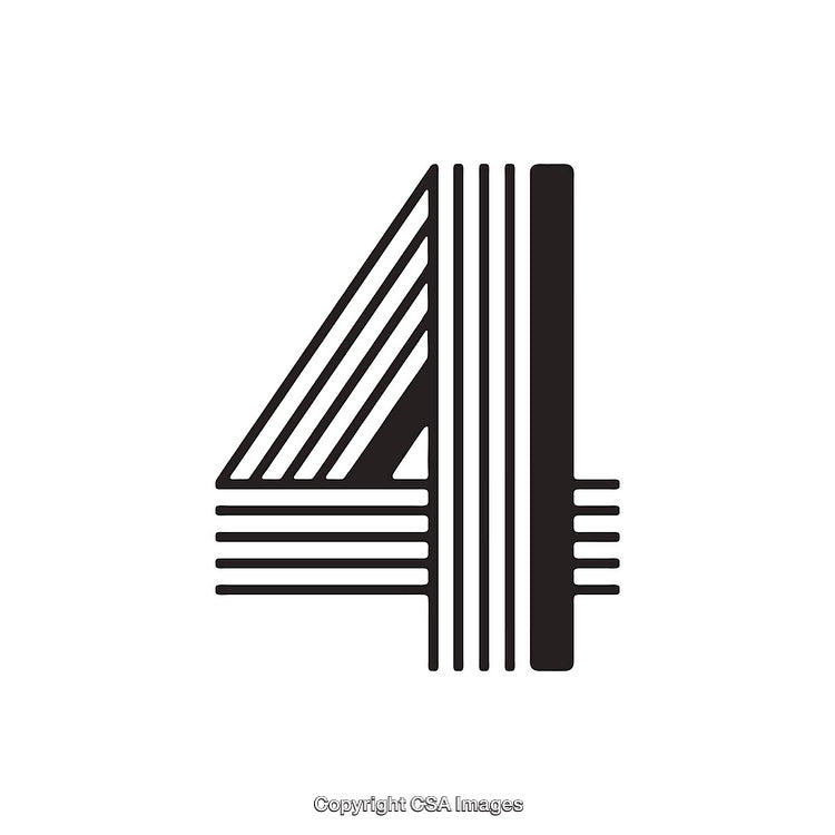 Artistic Representation of the Number Four in a Minimalist Geometric Style