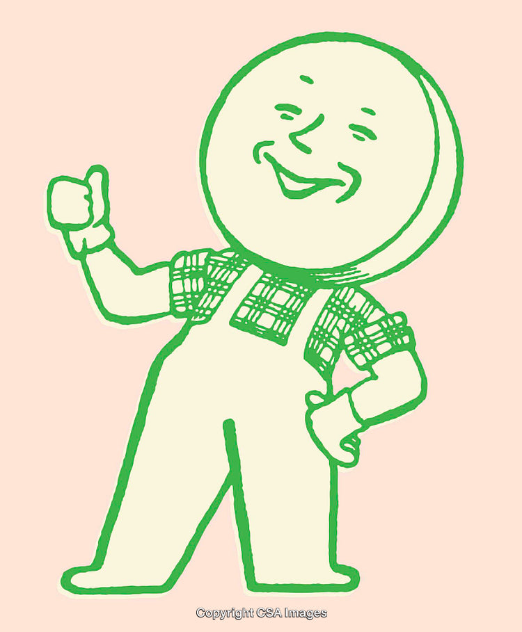 Playful Line Art Character with Cheerful Expression and Friendly Gesture