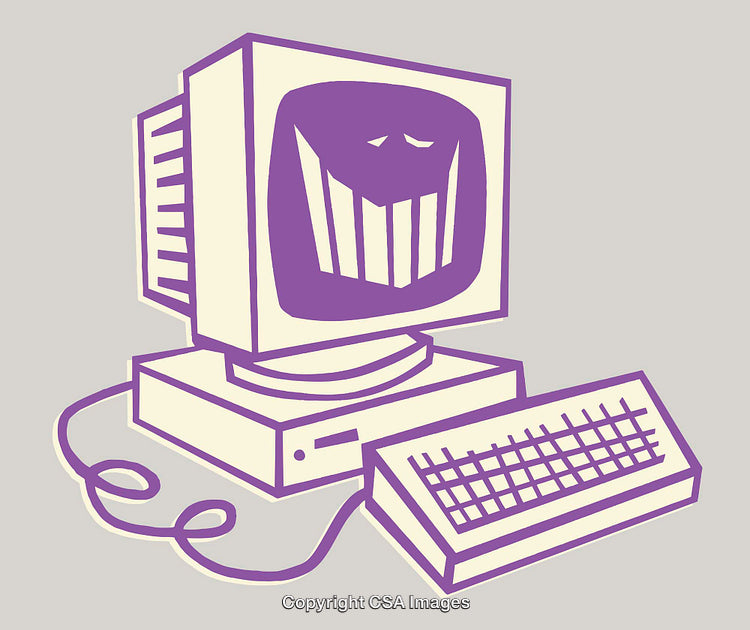 Colorful Line Art Illustration of a Retro Computer with Personality