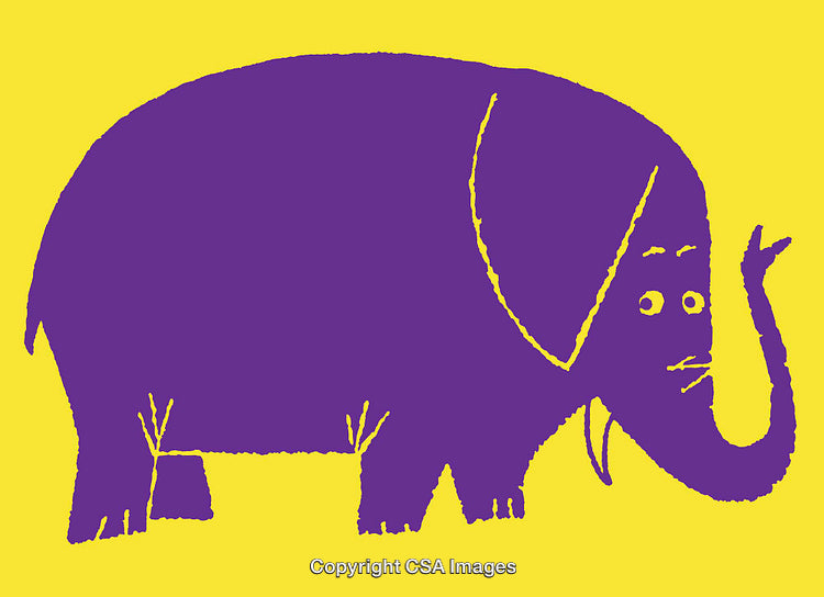 Colorful Artistic Illustration of a Friendly Elephant on Yellow Background