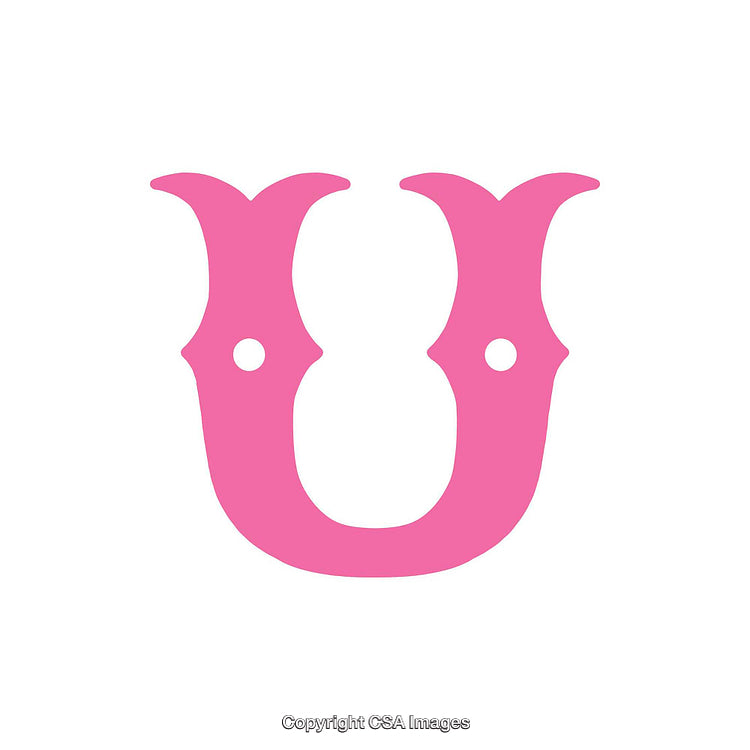 Pink Letter U Design With Decorative and Creative Elements on White Background