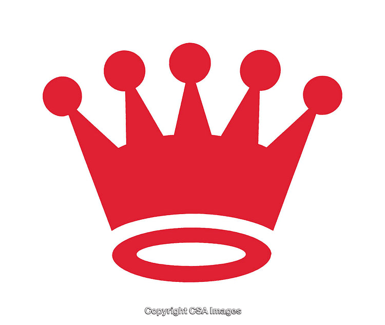 Red Icon of a Crown with Rounded Tips and Circle Base