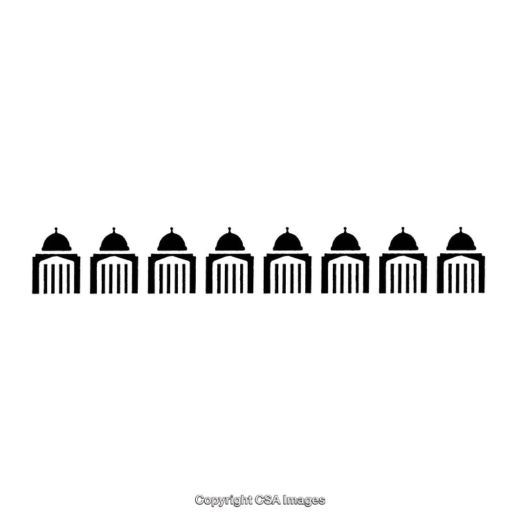 Black and White Domed Building Border Repetition Design
