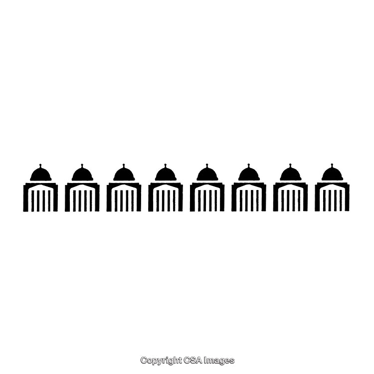 Black and White Domed Building Border Repetition Design