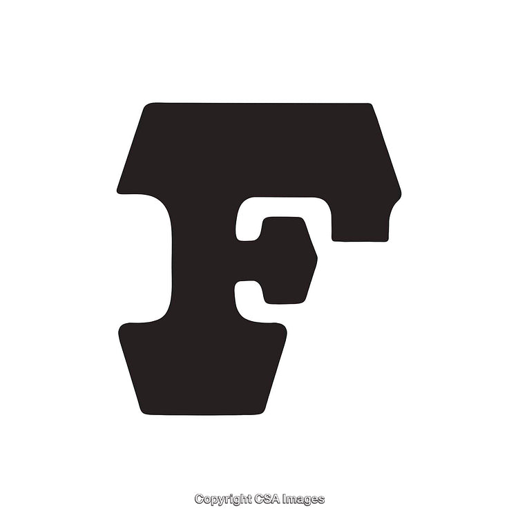 Black Stylized Letter F on a White Background Design Art