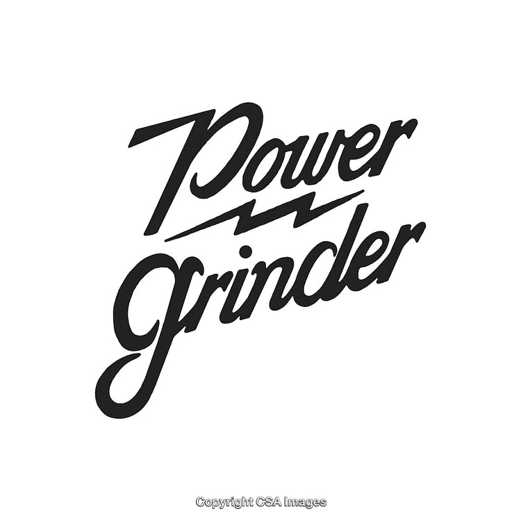 Stylized 'Power Grinder' Inscription With Electric Lightning Bolt Graphic