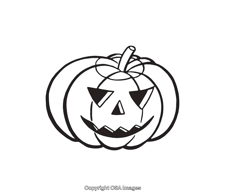 Black and White Line Art of a Halloween Jack-O'-Lantern
