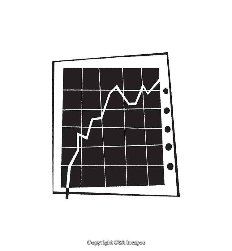 Black and White Line Art of Rising Graph Chart Illustration