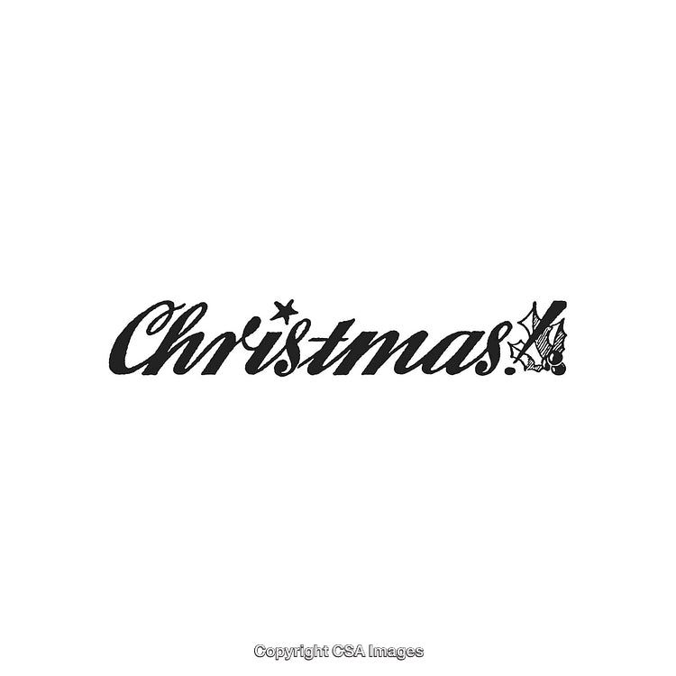 Festive Christmas Typography with Holly Illustration on White Background