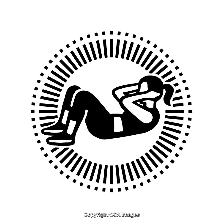 Black and White Illustration of a Woman Performing an Abdominal Exercise