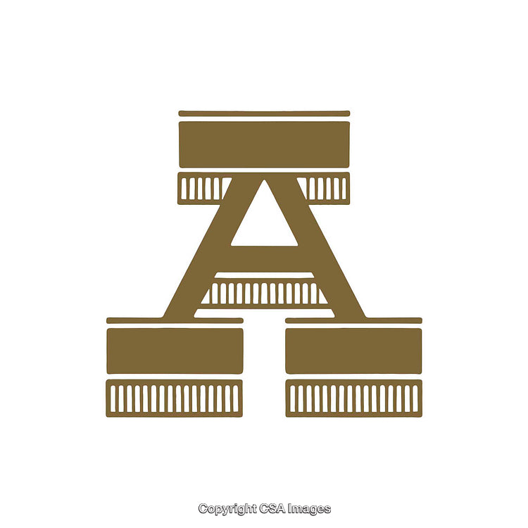 Stylized Letter A Design with Geometric Shapes and Decorative Patterns