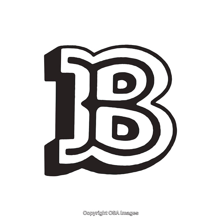 Bold Black and White Letter B Illustration on White Background