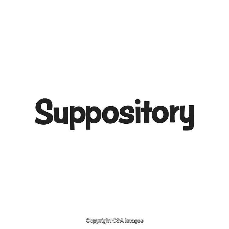 Suppository Word in Bold Black Font on Plain White Background