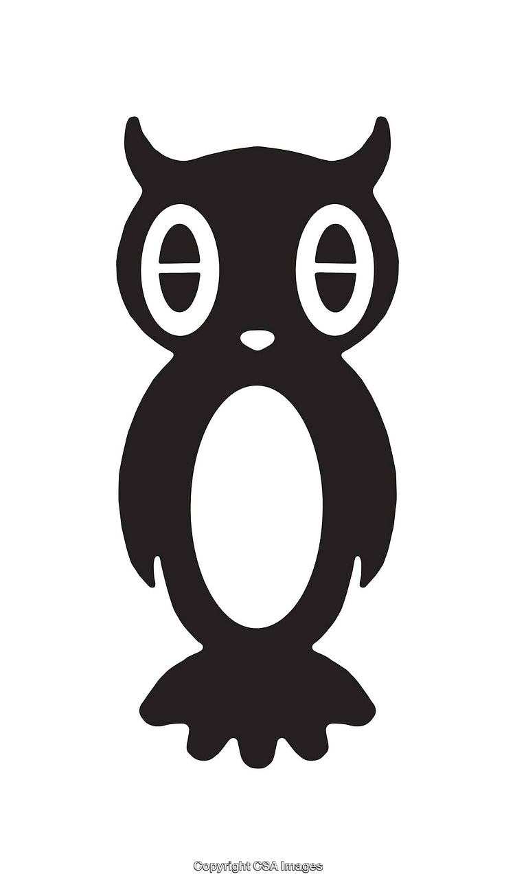 Black and White Line Art Illustration of an Owl With Simple Features