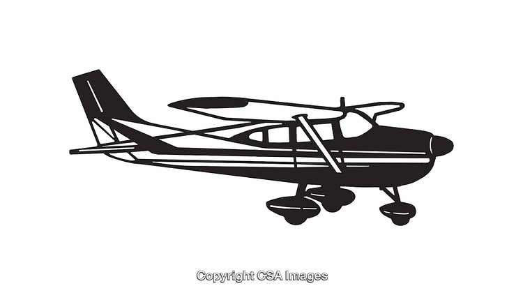 Black and White Illustration of a Small Airplane