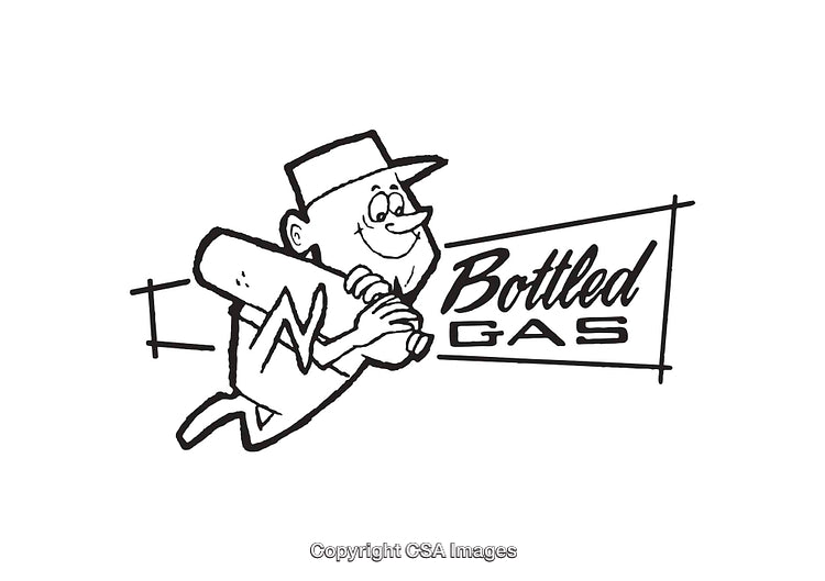 Black and White Line Art Depicting Energy and Gas Delivery Mascot