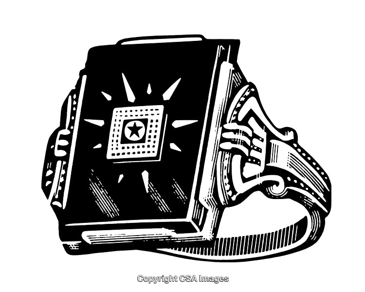 Detailed Black and White Engraving of a Vintage Ring Design