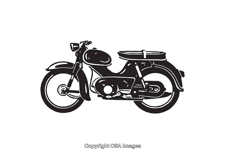 Vintage Style Black and White Motorcycle Line Art Illustration